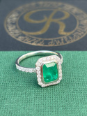 Pierścionek szmaragd 1,69ct z diamentami 0,54ct