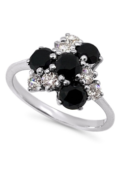 Pierścionek z diamentami black/white 1,83ct